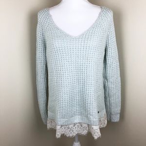 HOLLISTER Lace Trim Chunky Sweater